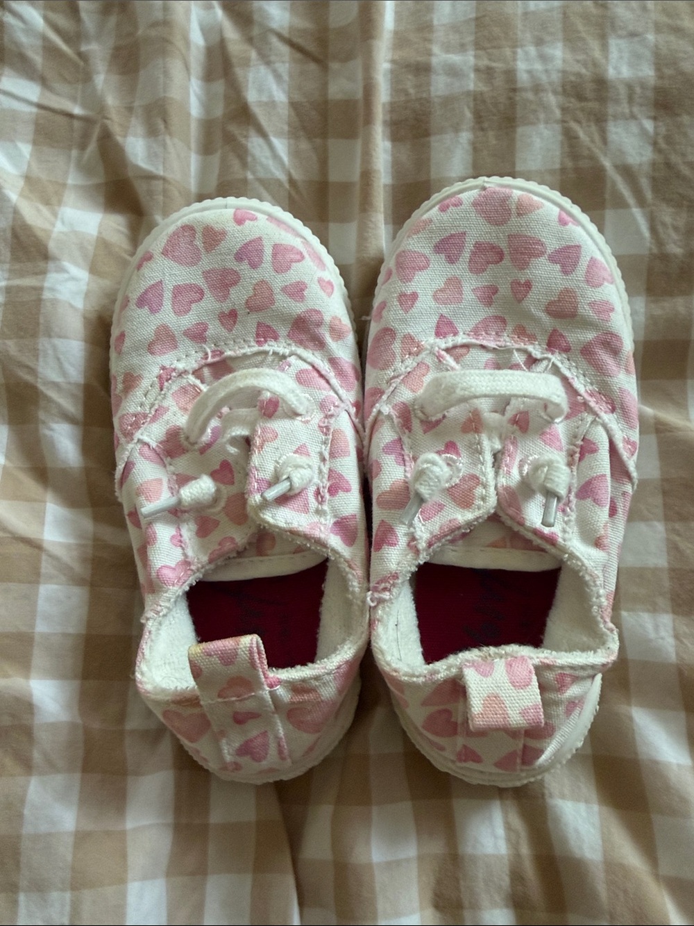 Blowfish Kids Pink Heart Canvas Shoes - Soft Slip-On Sneakers 7T